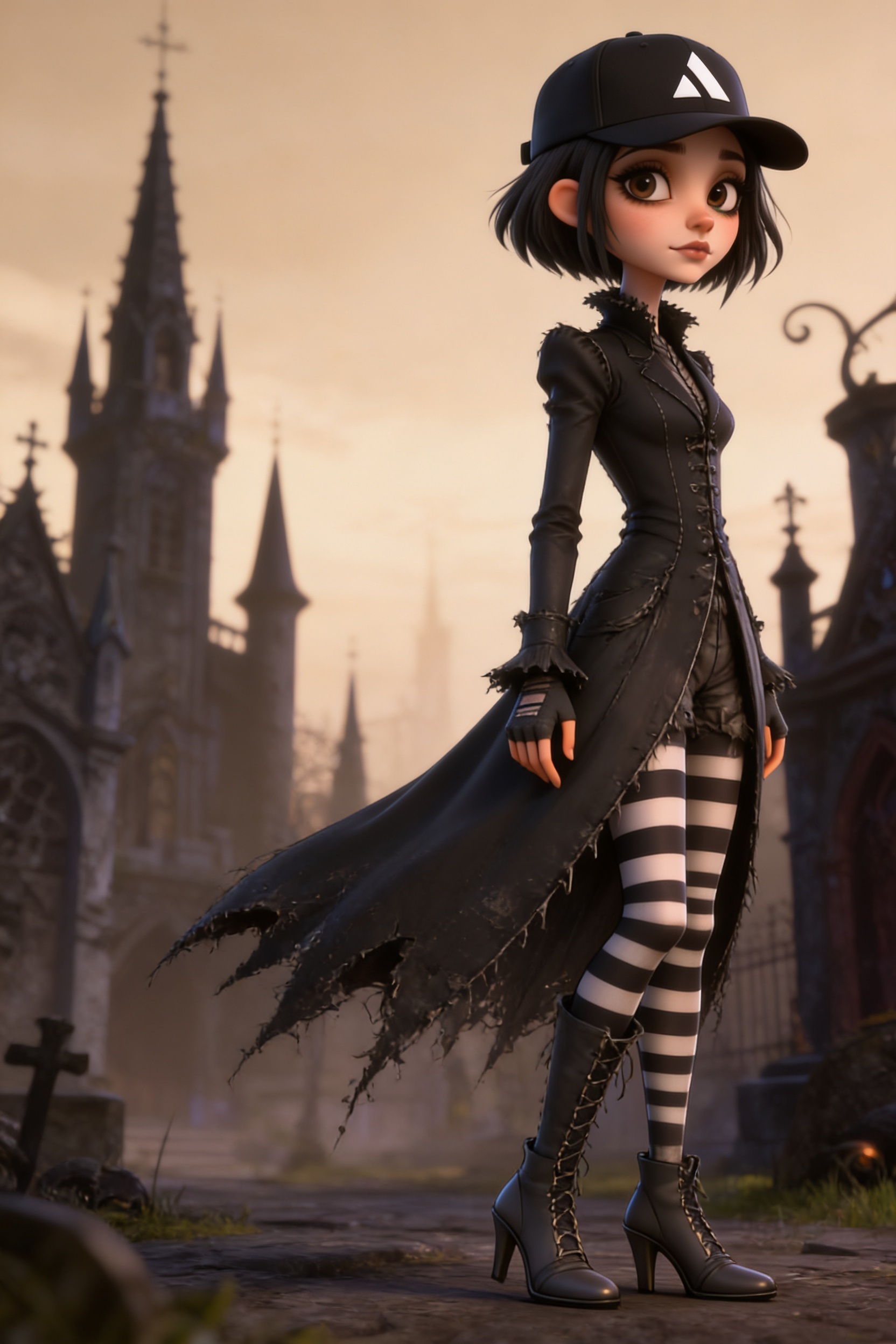 Character placement wearing branded prop