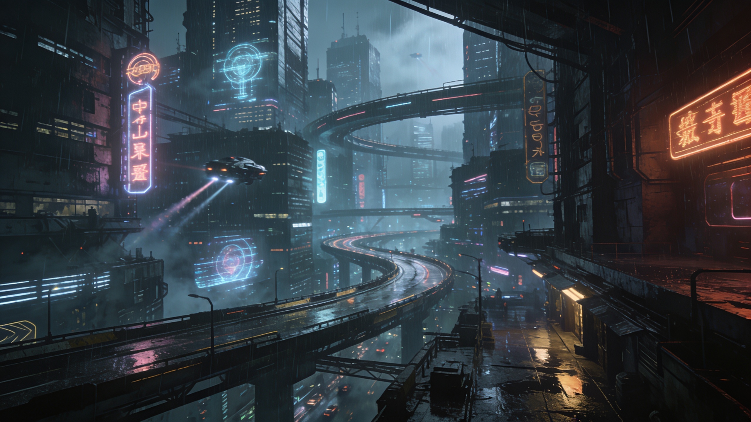 Cyberpunk city environment
