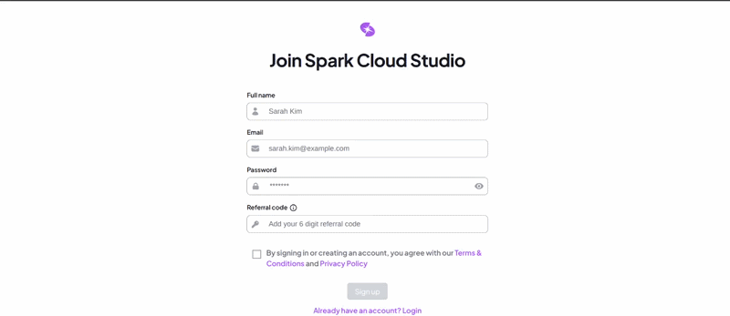Spark Account Setup
