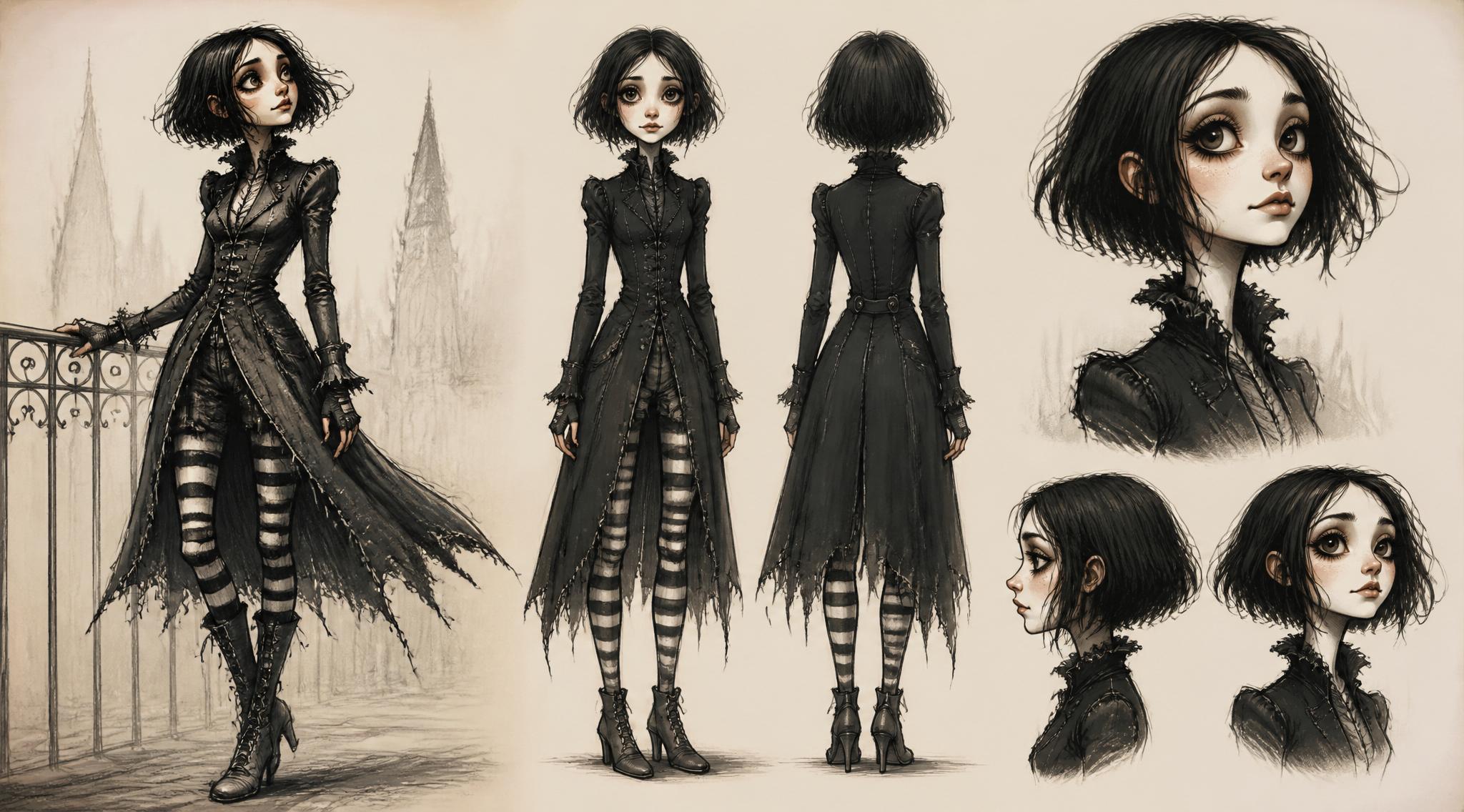 Character design sheet generated from text